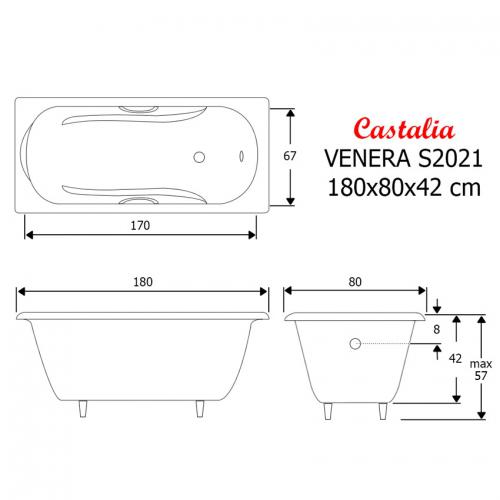 Ванна чугунная Castalia VENERA S2021 180x80 с ручками